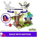 Mattel - MEGA Pokémon Emolga and Bulbasaur's Charming Woods Action Figure Building set with 194 Pieces