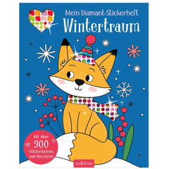 ARSEDITION - Mein-Diamant-Stickerheft cover features a whimsical fox in a party hat on a snowy background, celebrating Christ