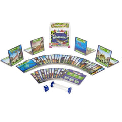 Educational game set with cards and a box on a white background