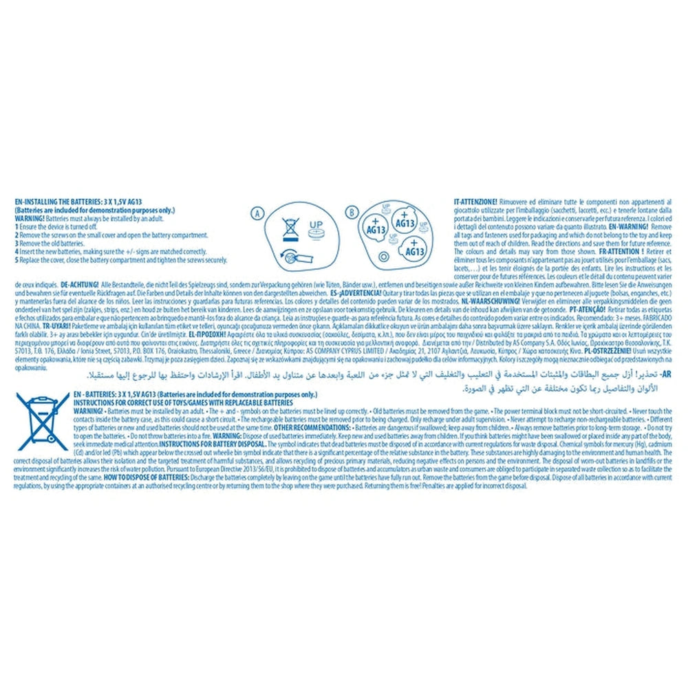 Baby Clementoni Magic Unicorn Light & Melodies product manual with black text, blue icons on glossy white paper.