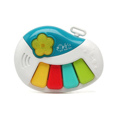 Colorful xylophone toy designed as a smiley face, featuring vibrant keys and a blue background for children's musical play.