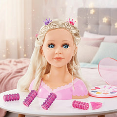 Charlene Super Model doll in a pink dress with purple crown and blue eyes, made of plastic with a matte finish.