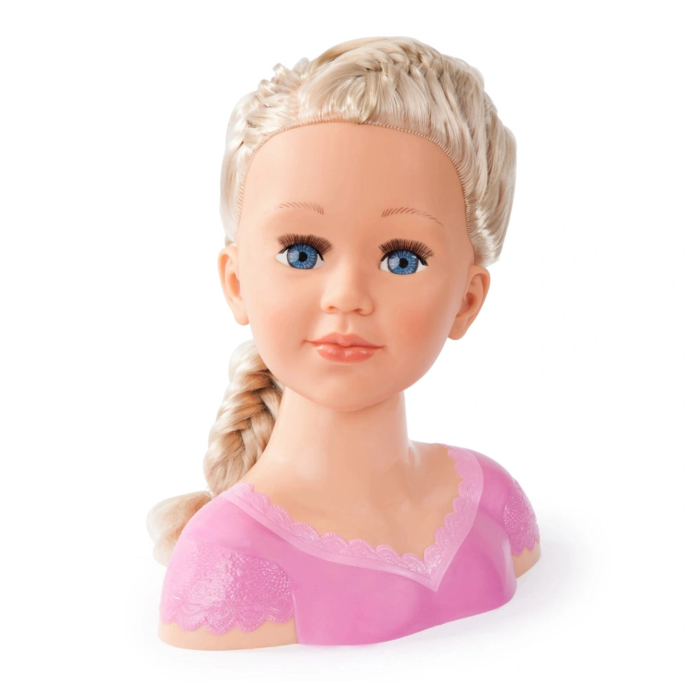 BAYER DESIGN Charlene Super Model doll features blonde hair, blue eyes, pink lips, and a pink dress with lace trim.
