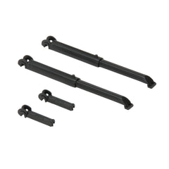 Two durable black pistons and clips for Bruder Cat Compact Loader toy vehicle.