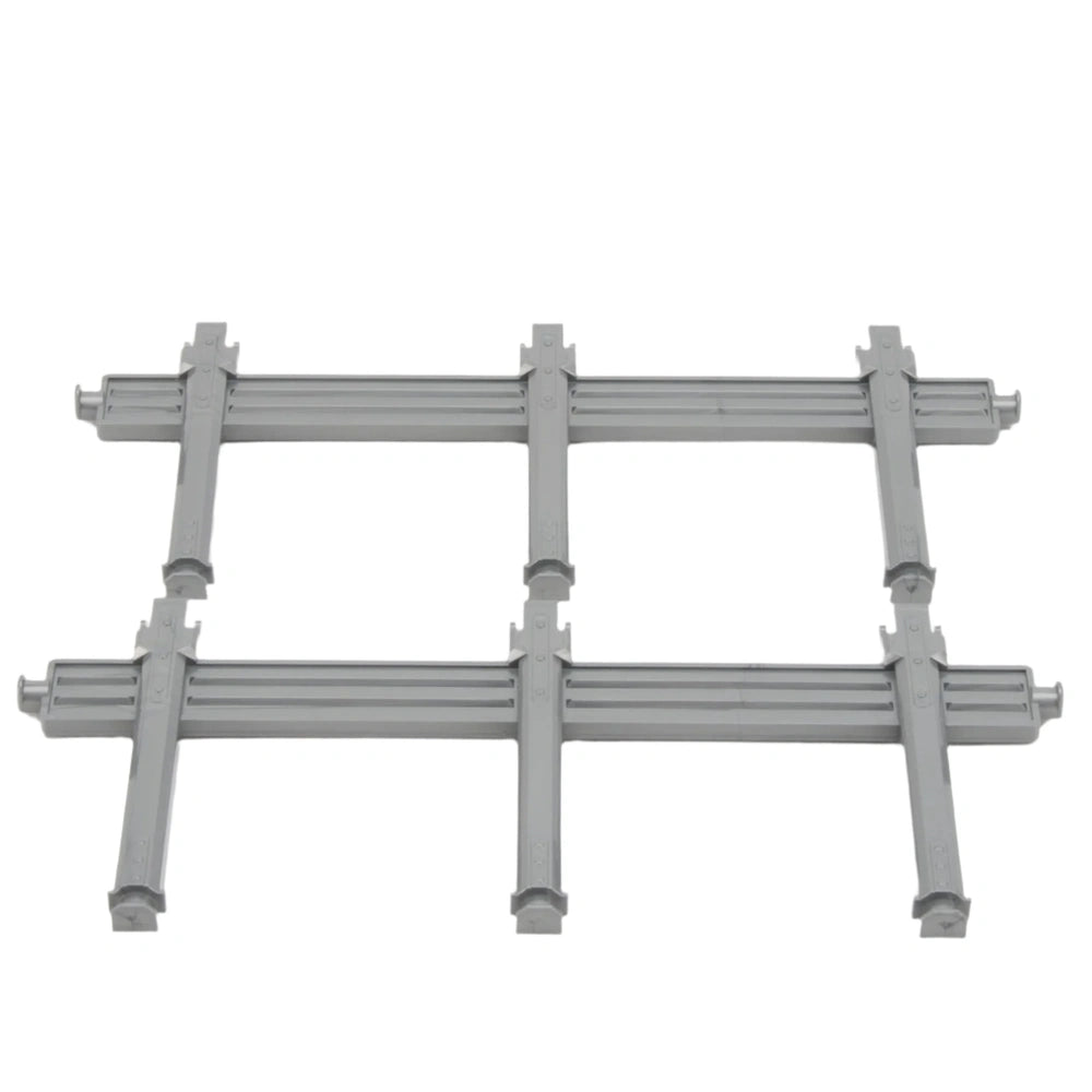 Gray plastic stanchions set for Bruder timber trailer, arranged in two rows on a white background.