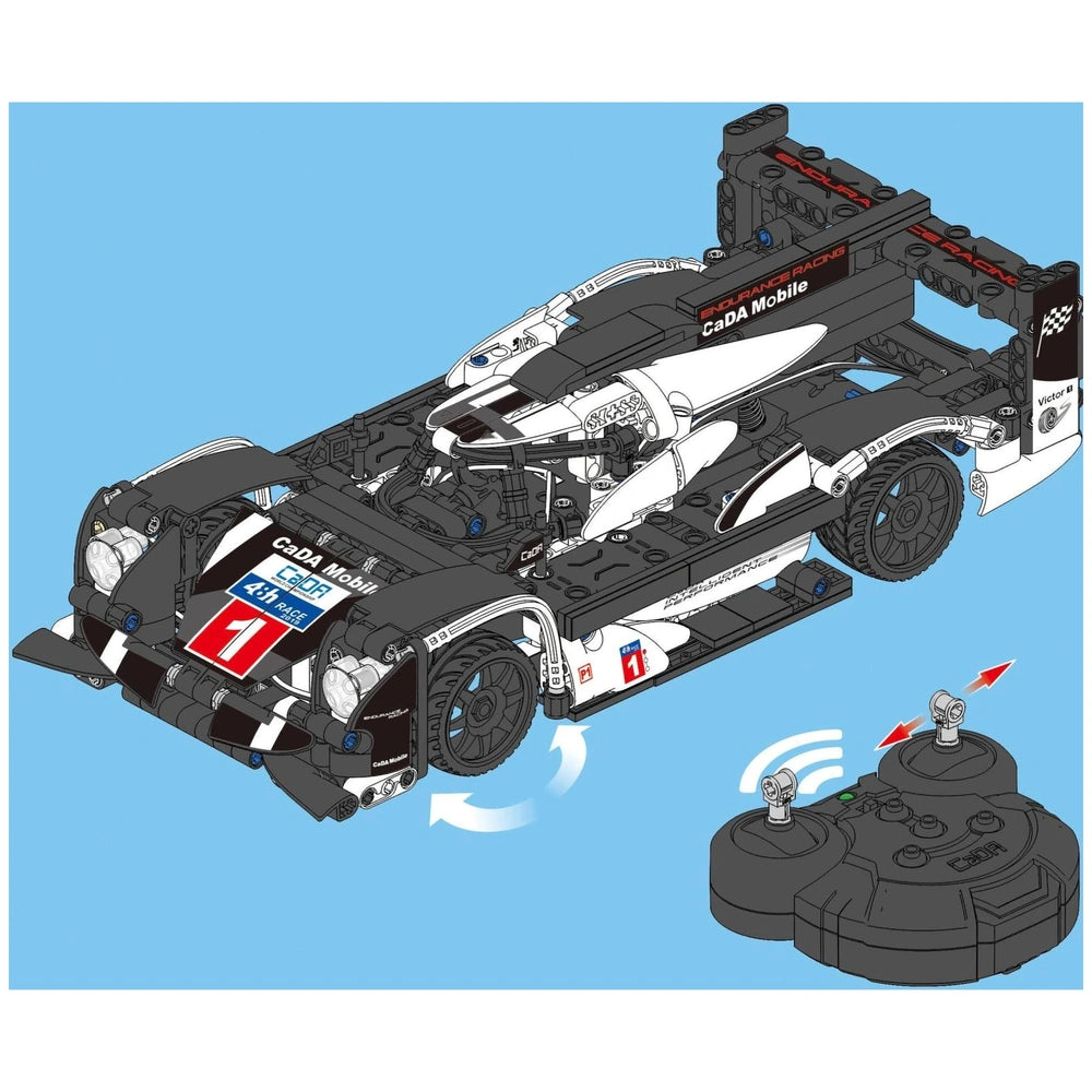 CaDA GT Sport Car construction set in black with red and white accents, featuring sponsor "CADA MOBILE" prominently displayed