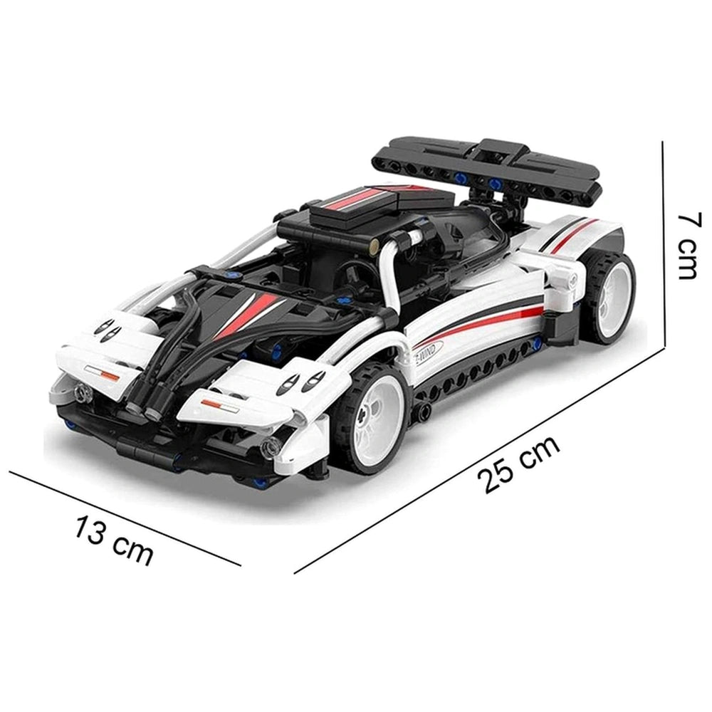 CaDA Z-Wind Sports Car construction set in red and black with detailed front features including headlights and hood component