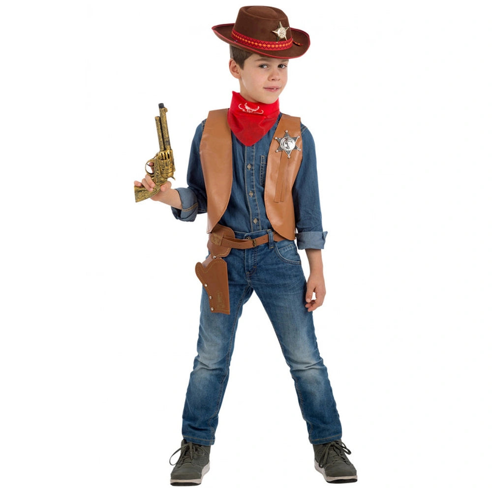 Carnival Toys - Cowboy Set With Waistcoat Gun Bandana And Belt Holster For Kids - Pretend Professions And Role Playing