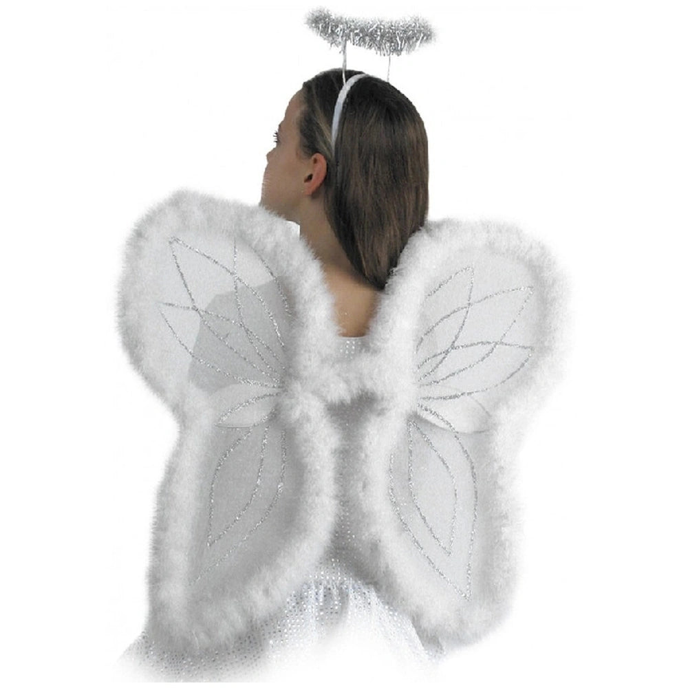 Carnival Toys - White Wings With Marabout Edge For Dress Up Fun And Imaginative Play - Pretend Professions And Role Playing