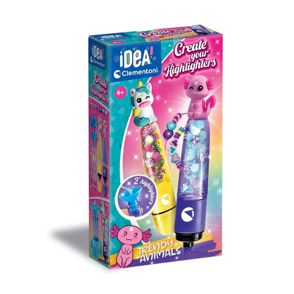 Clementoni - IDEA Create Your Highlighters Trandy Animals - Arts & Crafts