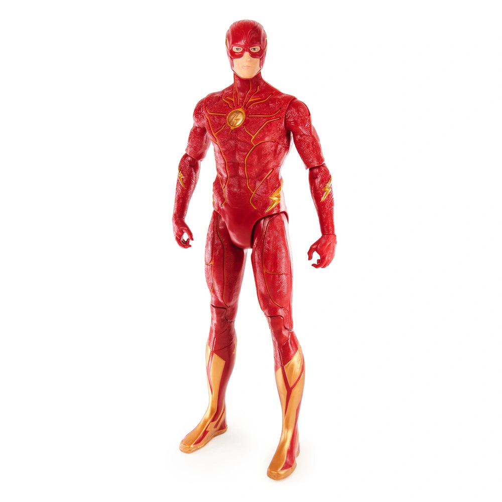 DC Comics Speed Force The Flash action figure in a red and gold suit, featuring a glossy finish and articulated joints.