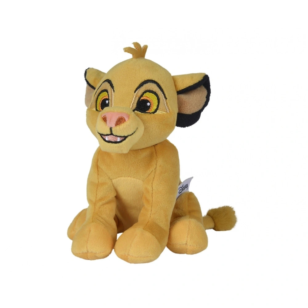Disney Classic plush character features a smiling yellow animal with large eyes, soft texture, and a tufted tail.