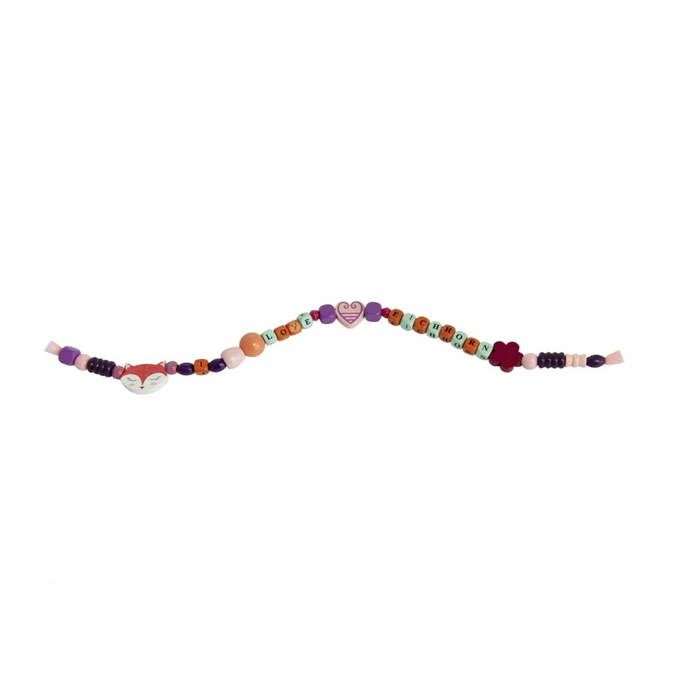 Eichhorn bead set letters featuring 190 colorful pieces in purple, pink, orange, yellow, green, blue, red, white, and brown.