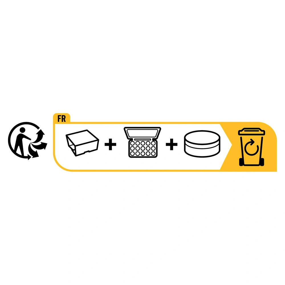 EULENSPIEGEL metal palette with 6 colors, professional brush, and black icons on a plain white background.