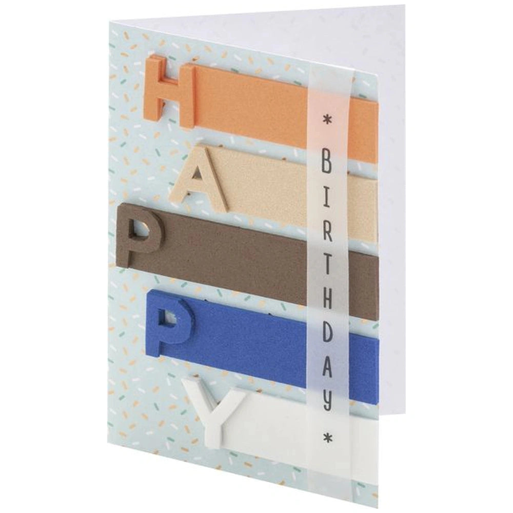 Folia Basic Foam Rubber Kit with 10 multi-coloured sheets, featuring "HAPPY" letters and "BIRTHDAY" ribbon on cardboard packa
