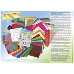 Folia Jumbo Bastelbox with 107 multi-coloured craft pieces in matte cardboard packaging featuring a transparent window.