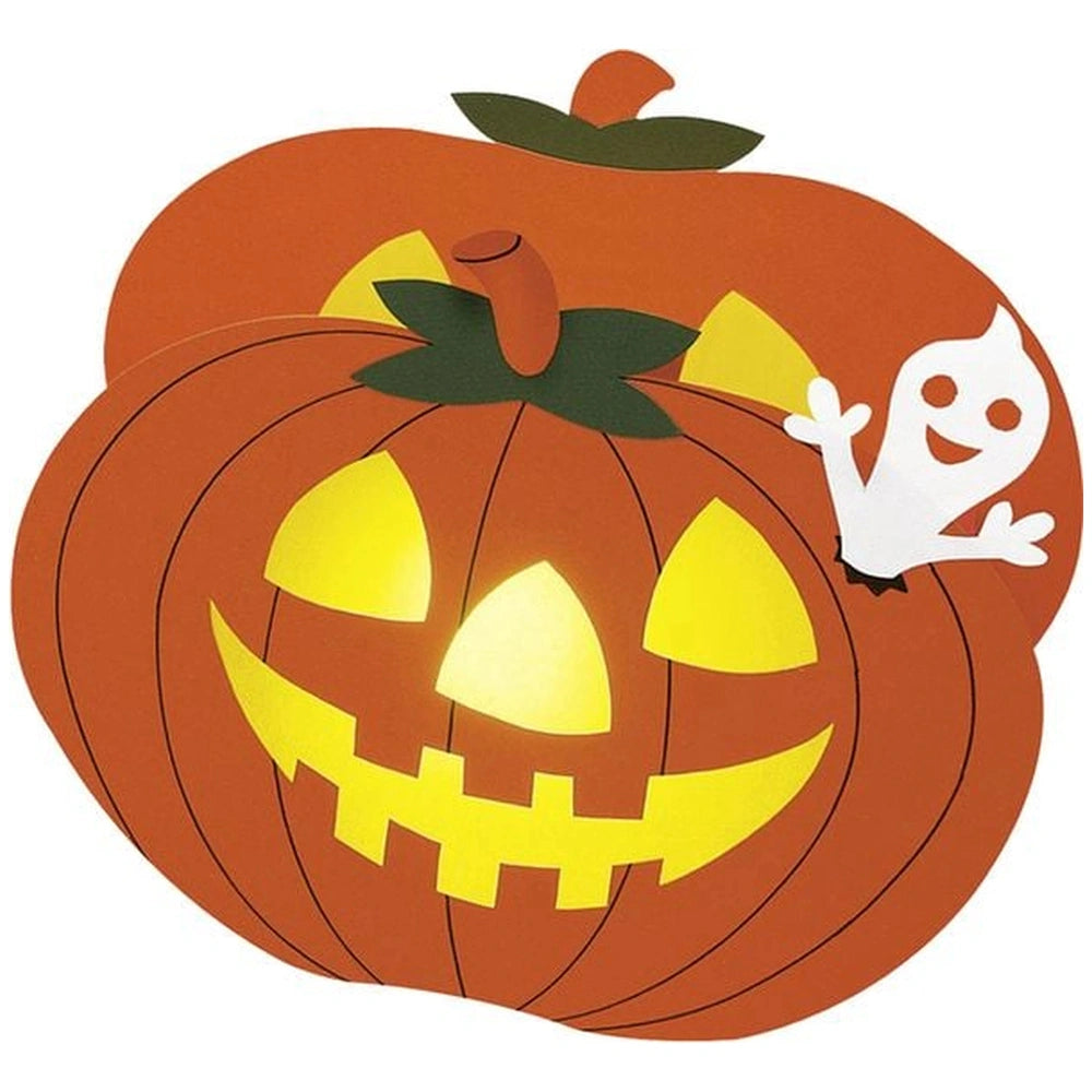 Folia Jumbo Bastelbox features an orange pumpkin with a yellow and black face, and a white ghost, ideal for arts and crafts.