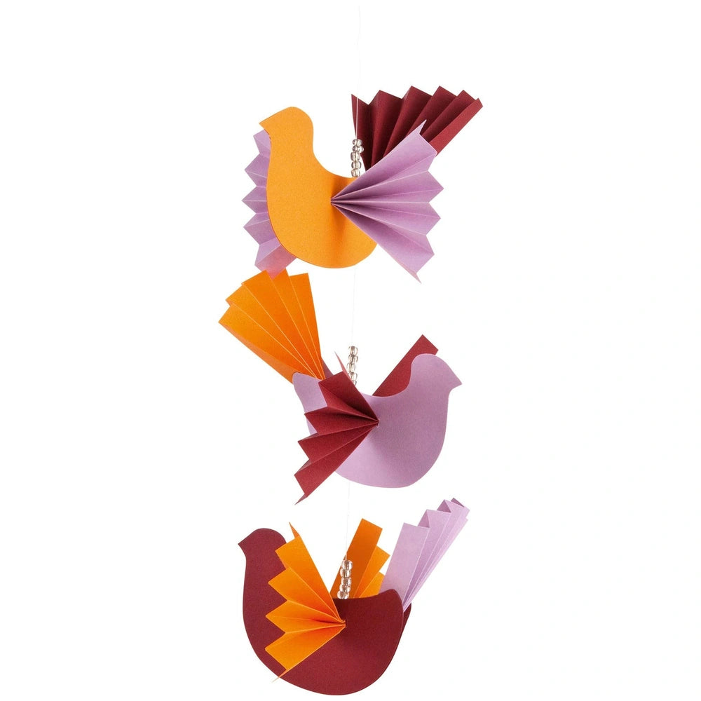 Folia Tonpapier Block A4 with orange, purple, and red paper birds arranged in a colorful layout of 20 multi-coloured sheets.