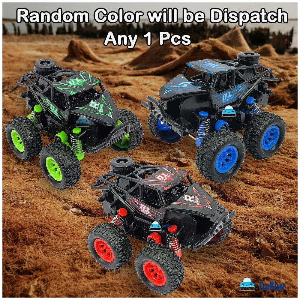 Dinosaur-themed Ginmar monster truck in black with red and blue accents, set against a desert terrain background.