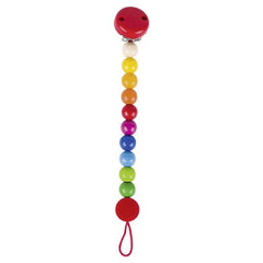 GOKI Soother Chain Rainbow features eight colorful balls arranged vertically, including red, yellow, orange, green, blue, pur