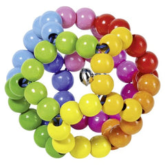 GOKI Touch Ring Elastic Rainbow Ball features a glossy plastic design with colorful beads in blue, green, yellow, orange, pin