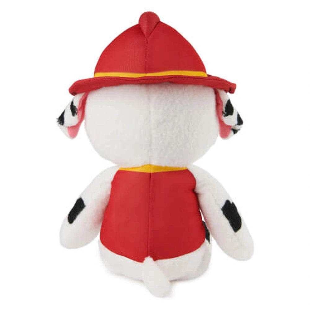GUND Take Along Marshall plush toy features a white body, red hat, and scarf, crafted from soft, vibrant fabric.
