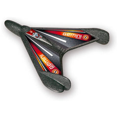 Gemini 3000 Space Catapult Glider in red and black plastic and metal, featuring handle, brand name, and numbers.