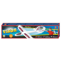 Gunther Flugspiele Visor Throw Glider packaging features blue background, glossy plastic window, and vibrant text highlightin