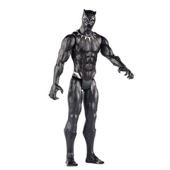 Black Panther Deluxe action figure with glossy and matte finishes, showcasing a textured costume and muscular build.