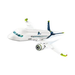 LEGO® City Passenger Airplane construction set featuring a sleek white body, detailed cockpit, blue wings, and realistic engines.