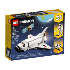 LEGO® Creator 3in1 Space Shuttle construction set packaging, featuring a space shuttle, astronaut figure, and detachable satellite.