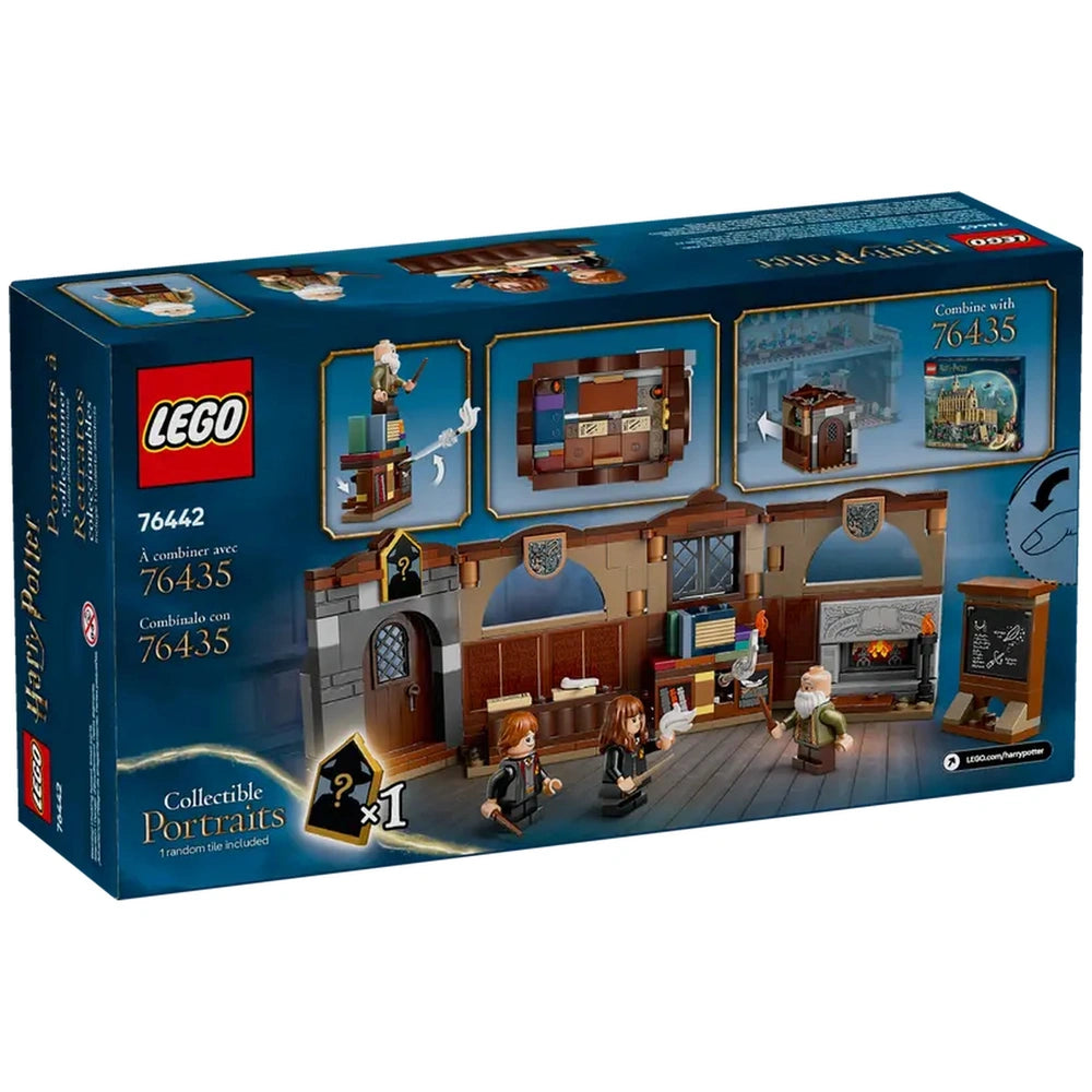 LEGO Harry Potter Hogwarts Castle Charms Class set box featuring characters with wands, a classroom scene, and magic elements.