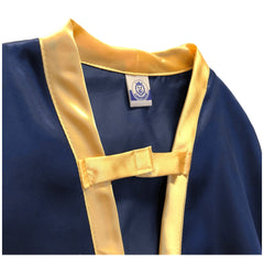Blue knight cape with yellow trim and white label, part of the Liontouch Noble Knight line for pretend play.