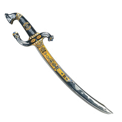 Liontouch Napoléon Battle Sabre with a polished metallic blade, black handle, and gold accents, featuring a yellow and black 