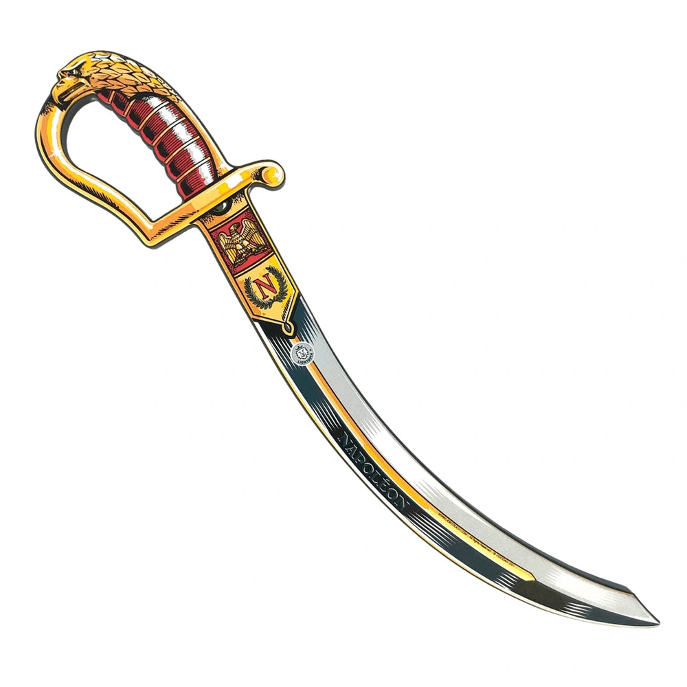 Liontouch Napoléon Sabre in red features a gold handle, silver blade, and a red emblem, designed for pretend play.