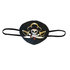 Liontouch Pirate Eye Patch features a black fabric with a white skull, yellow sword, and red bandana design.