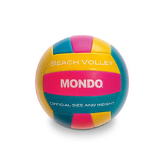 Mondo Beach Volley Ball Size 5 features a multi-colored design with textured synthetic material and bold printed text.