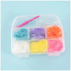 Elasticolor Pro Refill Mini Set in clear container with colorful strands, featuring a pink utensil for arts and crafts.