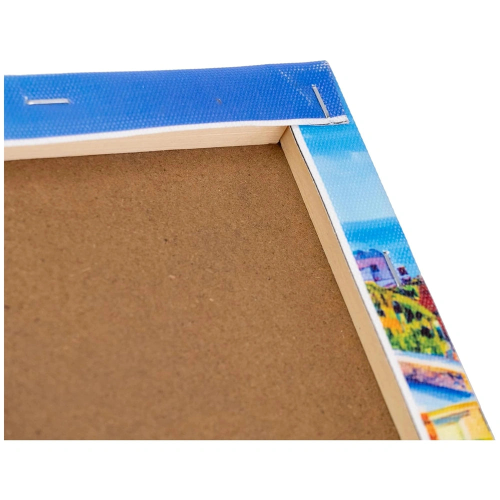 Diamantiny Artist Level Up painting on a rectangular matte brown cardboard surface, showcasing arts and crafts materials.