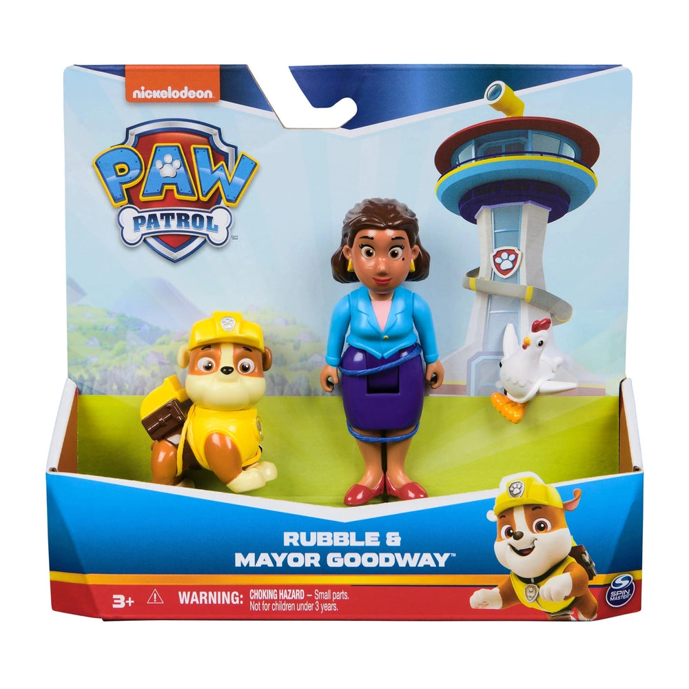 Paw Patrol Action Pups Heroes Pack in blue packaging with red and yellow accents featuring diverse characters and vibrant col
