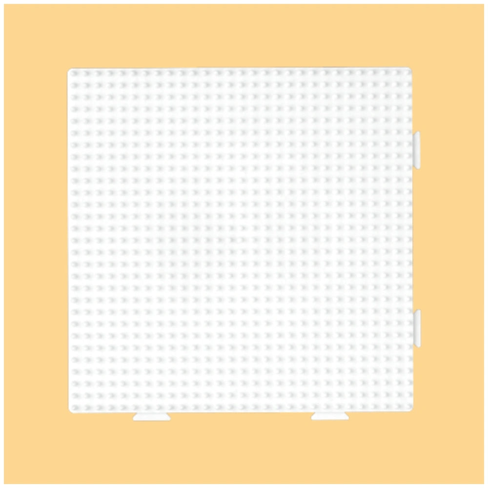 Pet Hama Iron-on Bead Boards in white with a grid pattern, rectangular shape, and matte light yellow background.