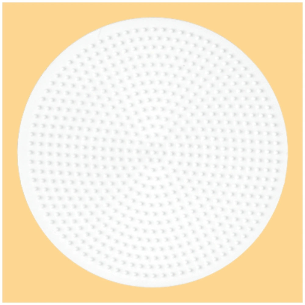 Pet Hama Iron-on Bead Boards in white with a uniform pattern of small dots on a smooth light yellow surface.