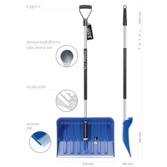 PROSPERPLAST Alpinus Alutube Shovel features a 30mm aluminum handle, rubber cover, and blue plastic foot with a 3-year warran