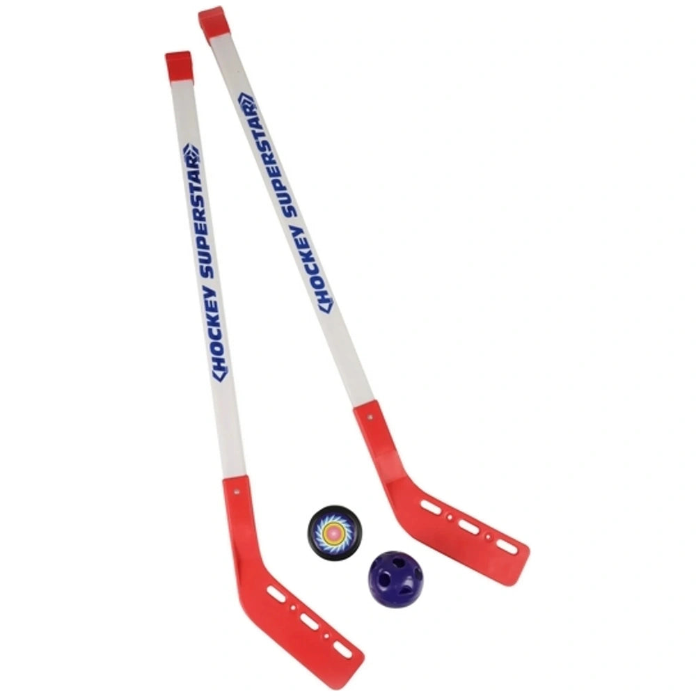 RAPPA hockey sticks set features red handles, white shafts, and "HOCKY STARS" text, lying side by side on a white background.