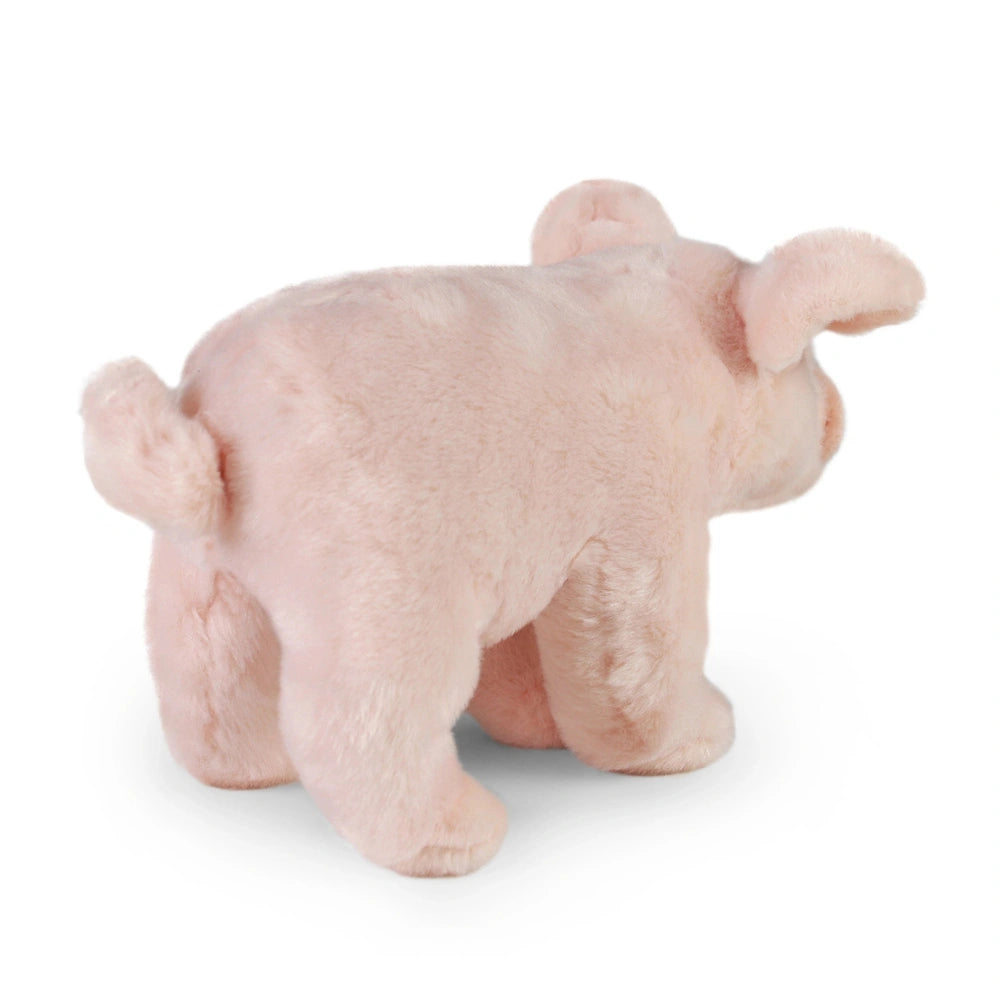 Plush domestic pig stuffed animal, 20 cm, soft light pink fabric, featuring a round head, short limbs, and a cylindrical body