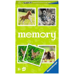 Ravensburger Baby Animal Memory card game packaging features green design, animal images, and prominent "memory" text.