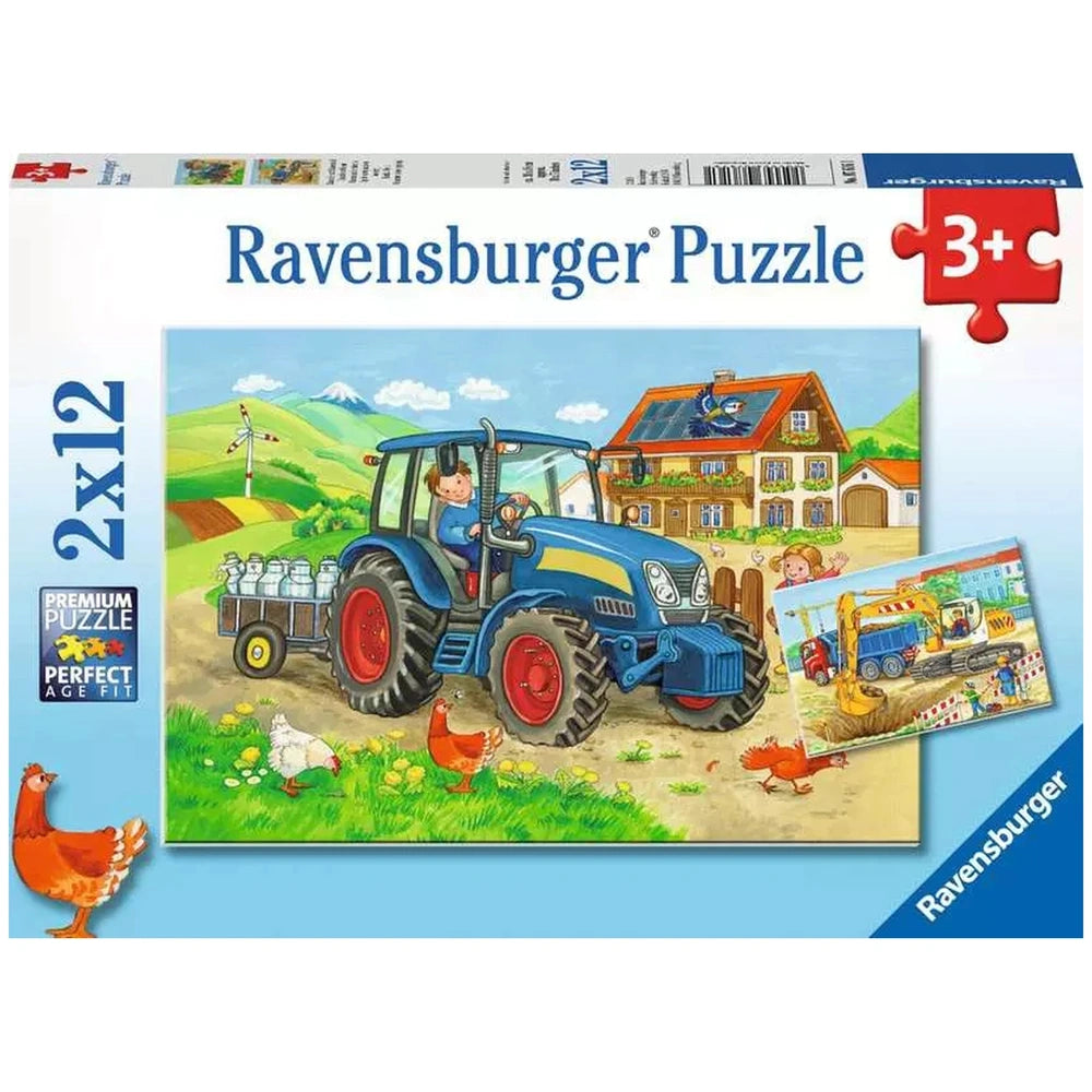 Ravensburger - Construction Site And Farm - 2x12 Pieces - Puzzles