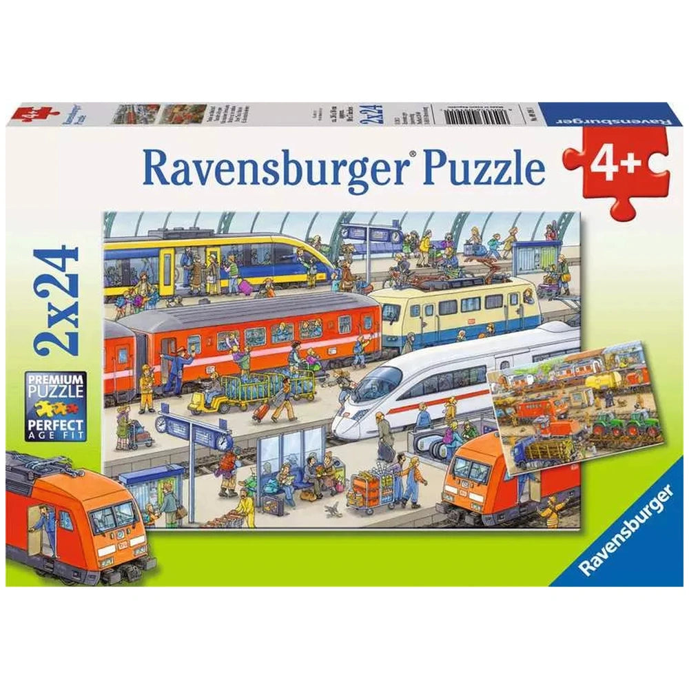 Ravensburger - Hustle And Bustle At The Train Station - 2x24 Pieces - Puzzles