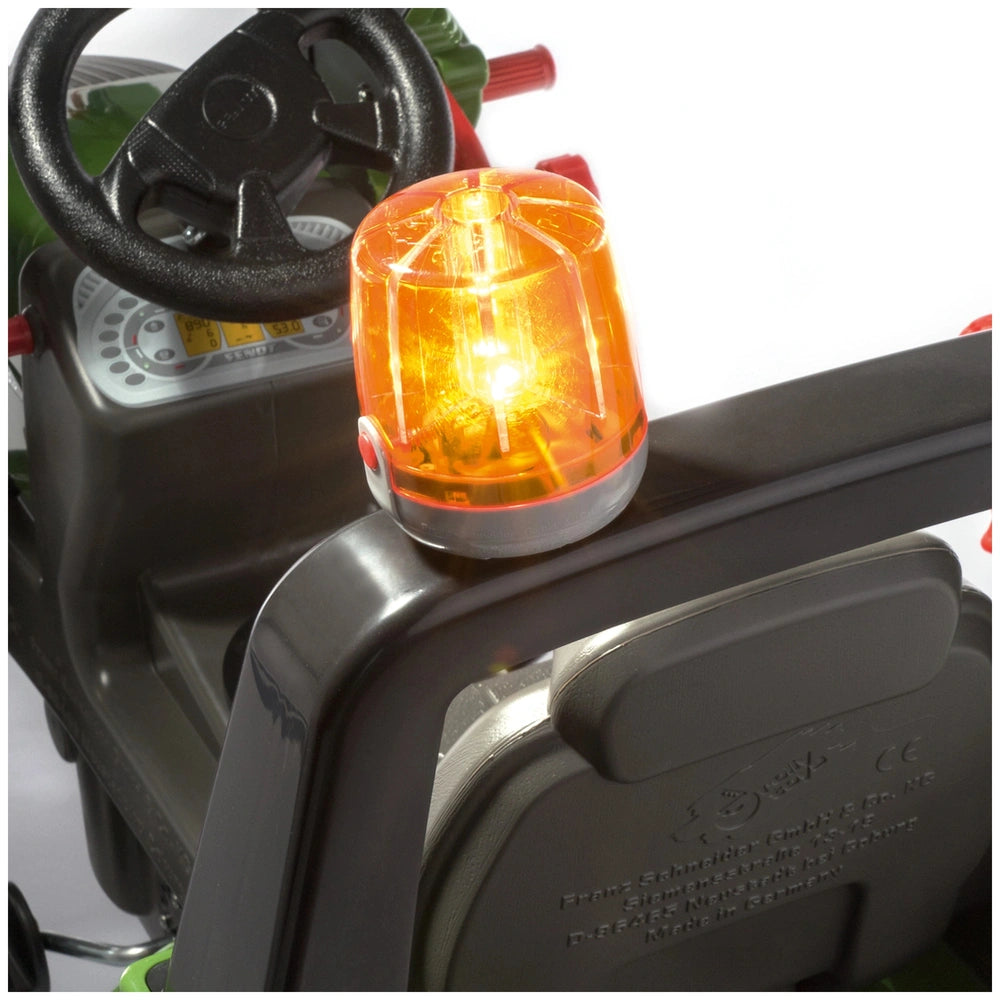 Rollyflashlight accessory features a black steering wheel with a digital display and buttons on a smooth dashboard.