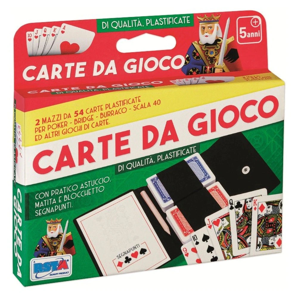 RS Toys Plastic Playing Cards Set features a red packaging with a clear window showcasing the deck and game details in Italia